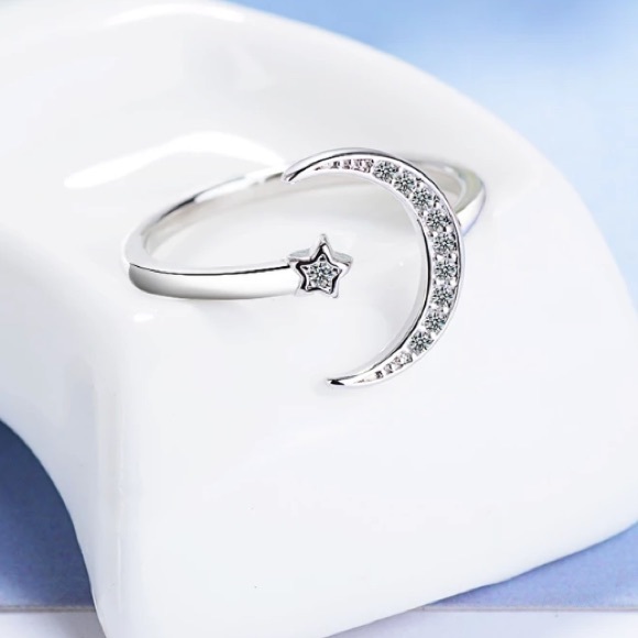 💫🌙Insta moon star  sterling silver ring - Picture 2 of 4